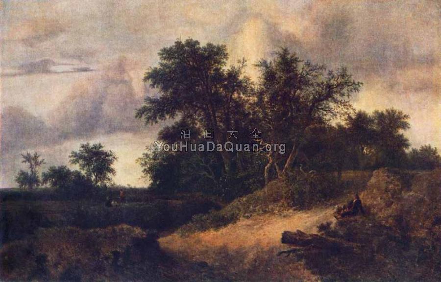 Landscape With A House In The Grove - 雅各布·凡·雷斯达尔